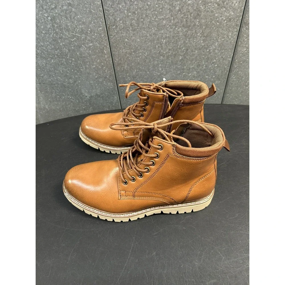 NWOB Steve Madden Men's P-Bowery Cognac Half-Zip Chukka Boots 8.5